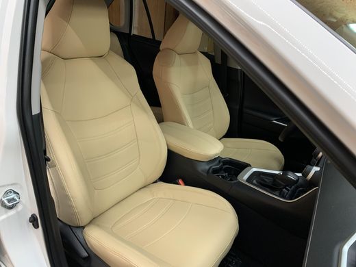 Авточехлы из экокожи Toyota RAV-4 c 2019г. (бежевый), "Tuning Cobra"